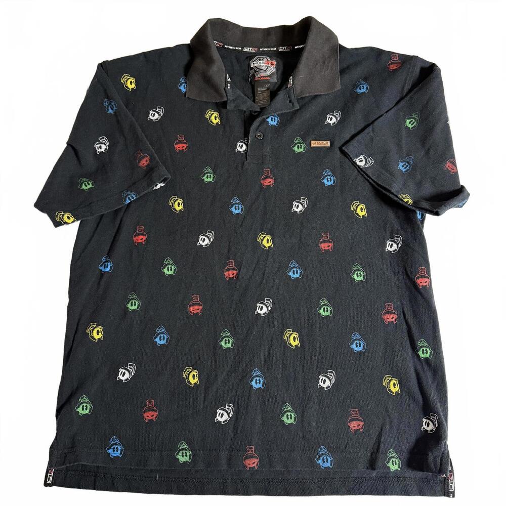 RARE LOT 29 Looney Toons Marvin the‎ Martian Black Men's size Large Polo.